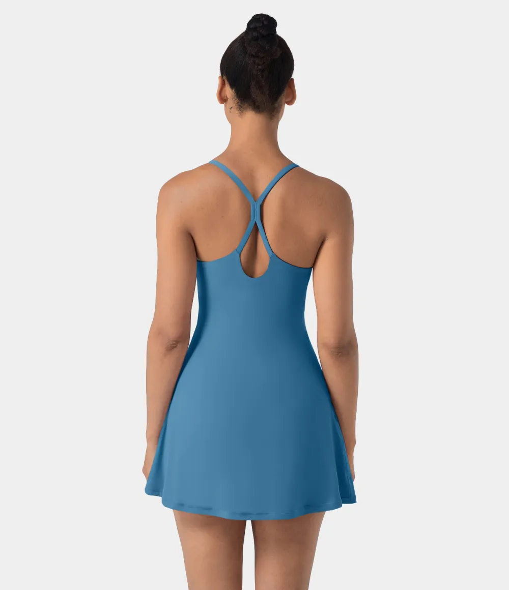 Softlyzero Airy Backless Cut Out 2-in-1 Pocket Cool Touch Mini Activity Dress