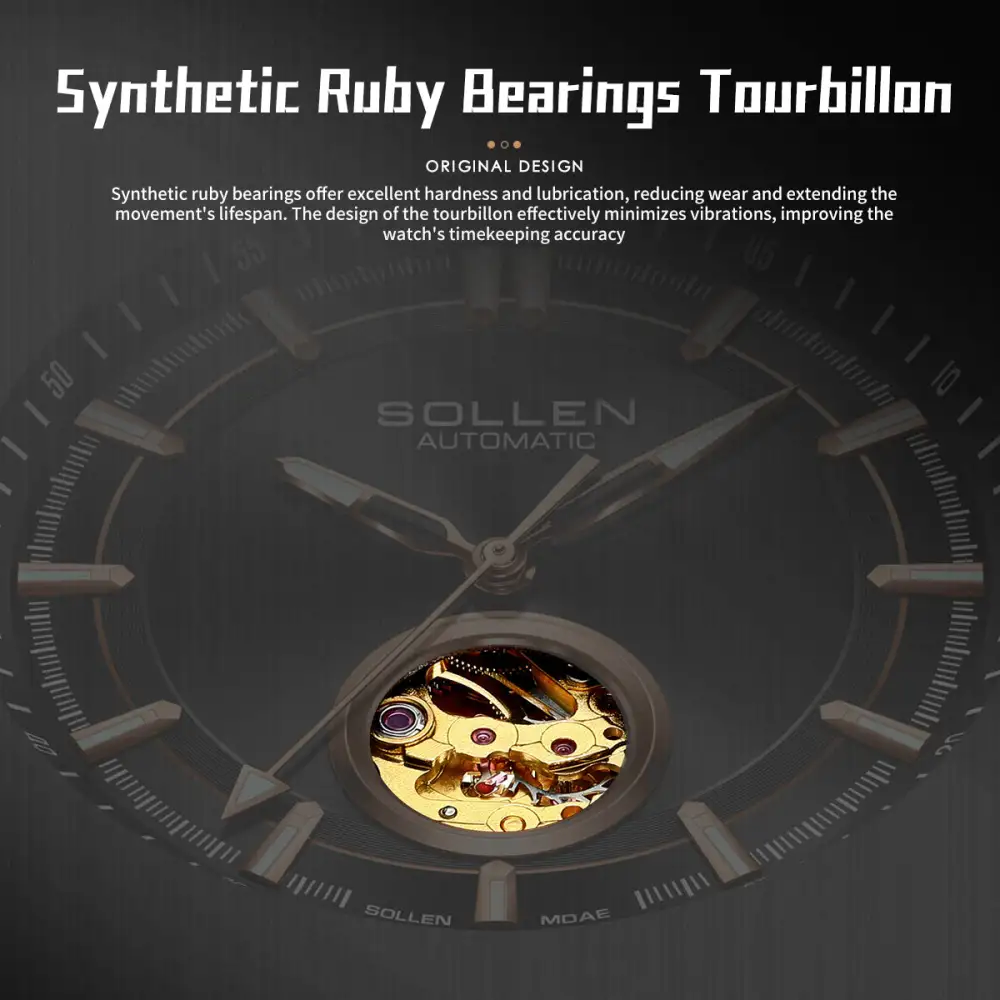 Sollen SL360 Men's Open Heart Automatic Mechanical Watch - 42mm Stainless Steel Case Slim 9.9mm Miyota Movement Luminous Markers Mesh Bracelet Wristwatch