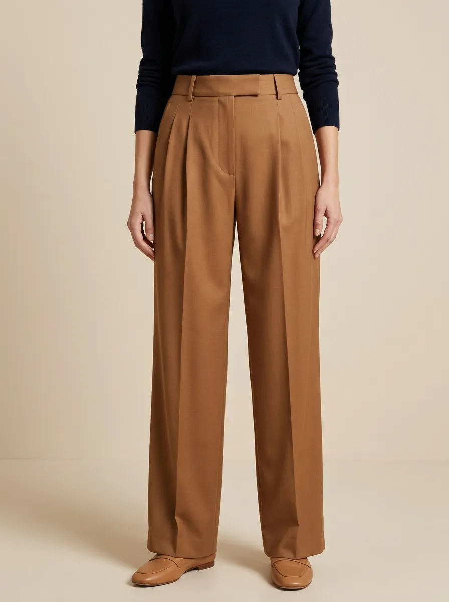 Everyday Smart Casual Pleated High Rise Wide Leg Trousers