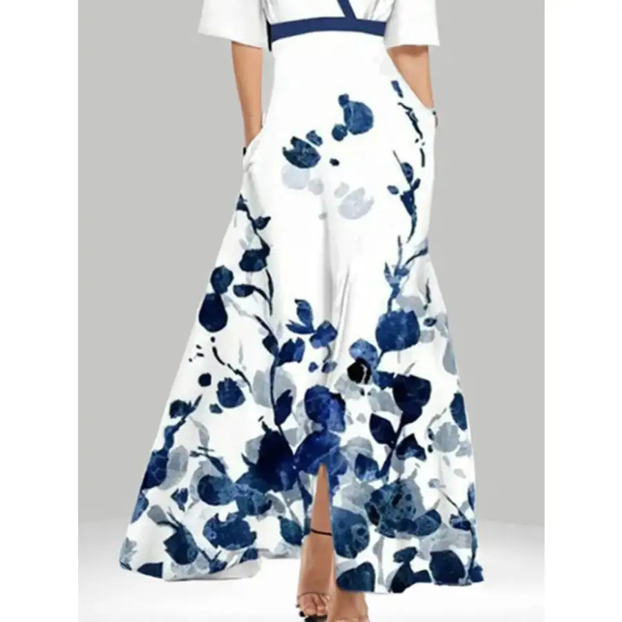 Floral Print Half Sleeve Maxi Dress