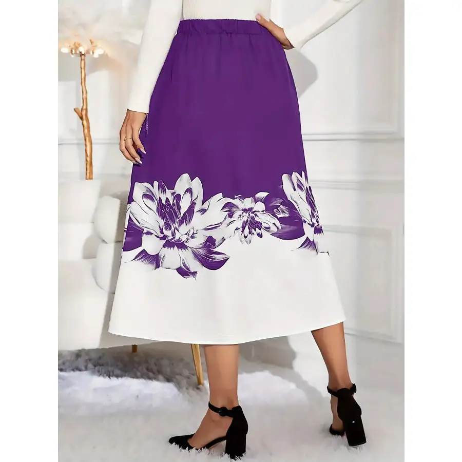 Print A-line Midi Skirt