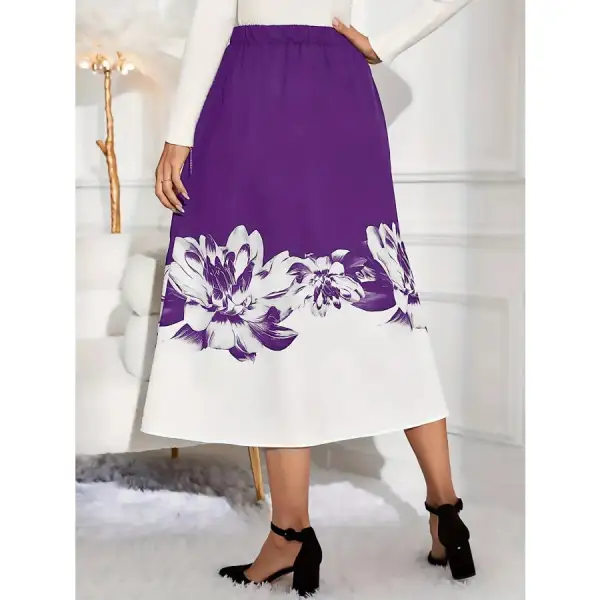 Print A-line Midi Skirt