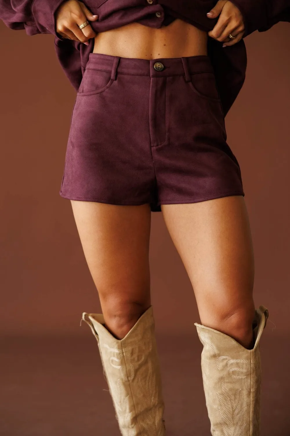 Suede High Waist Casual Shorts