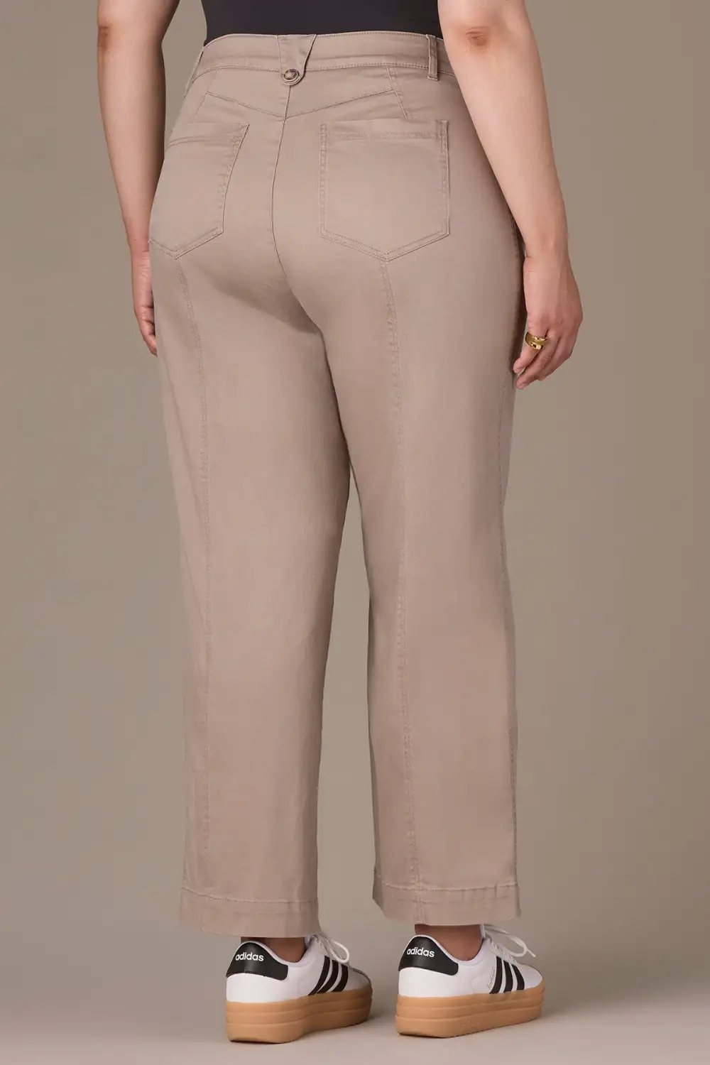 Button Fly Wide Leg Plus Size Pants