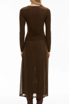 Net Fabric Pleated Dress