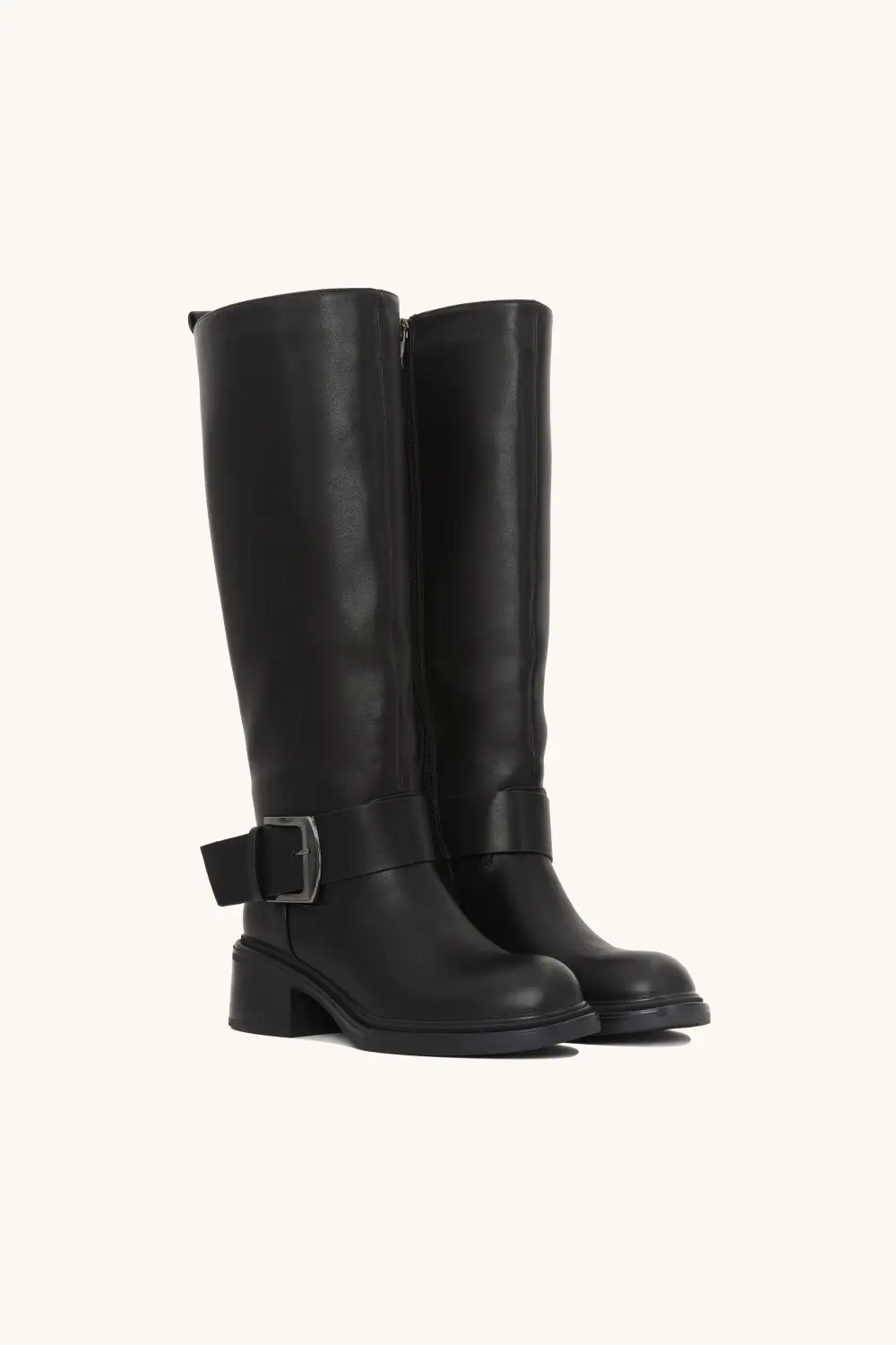 Oversized Buckle Riding Boots