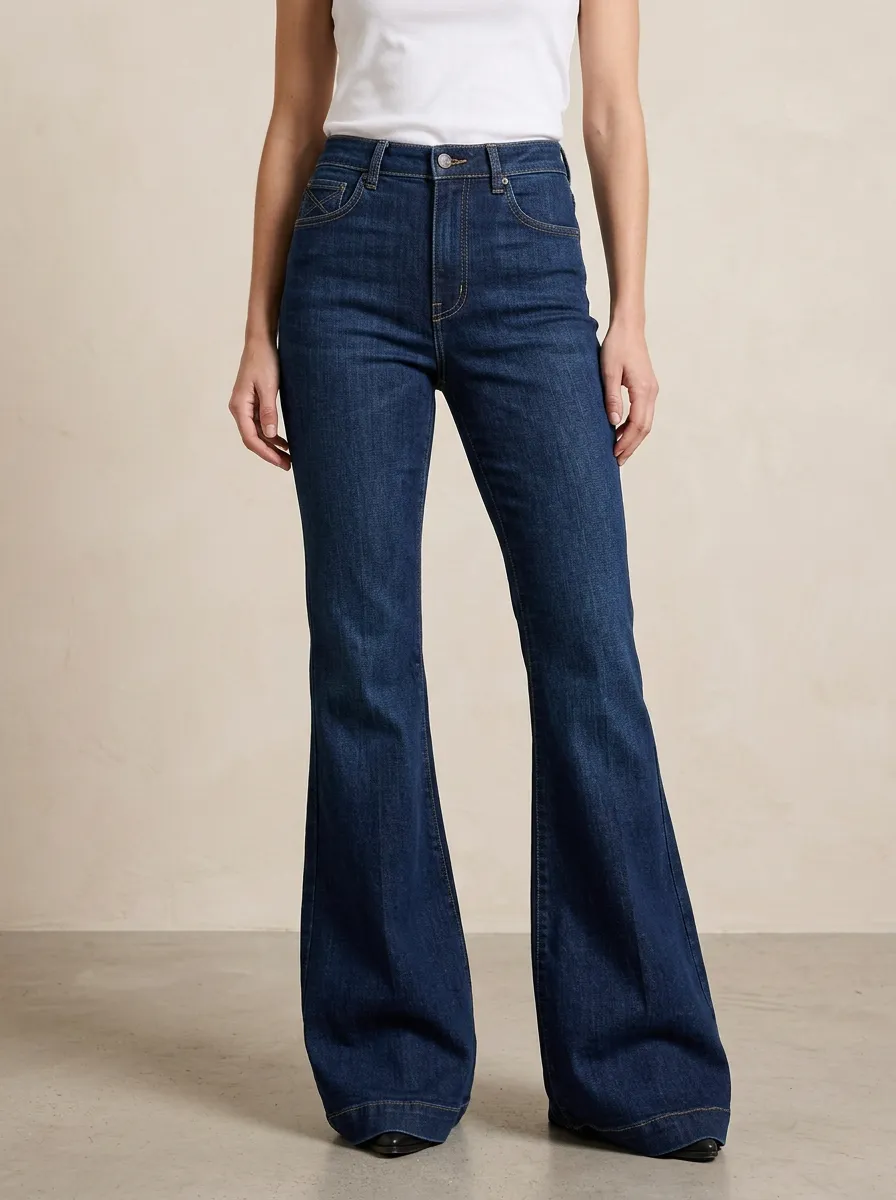 Contrast Stitch Cross Stitch Flare Jeans