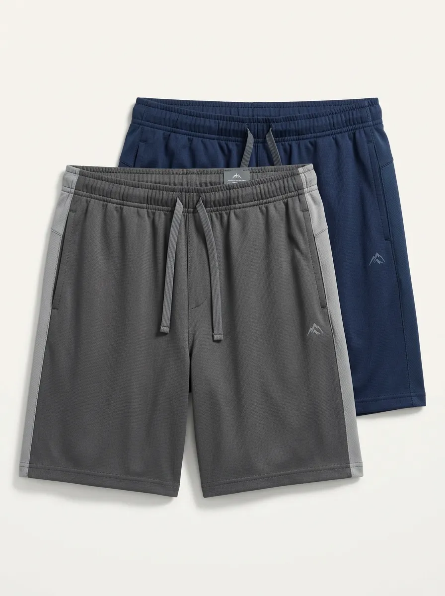 Mountain-Graphic Two-Pack Athletic Shorts