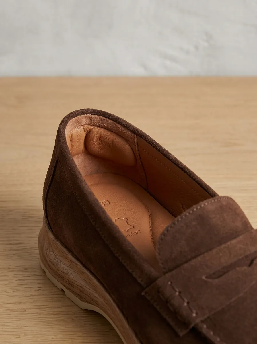 Women's Outdoor Penny Suede Wood Sole Loafers