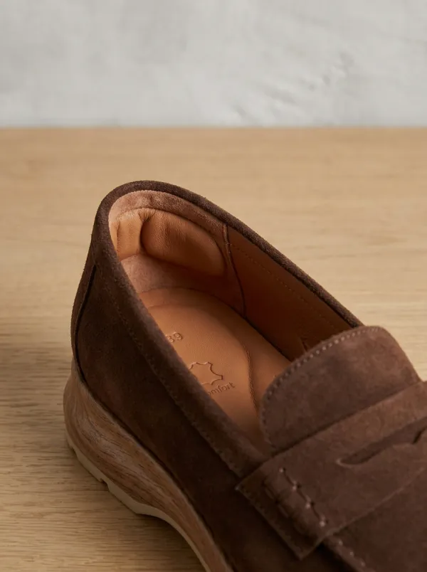 Women's Outdoor Penny Suede Wood Sole Loafers