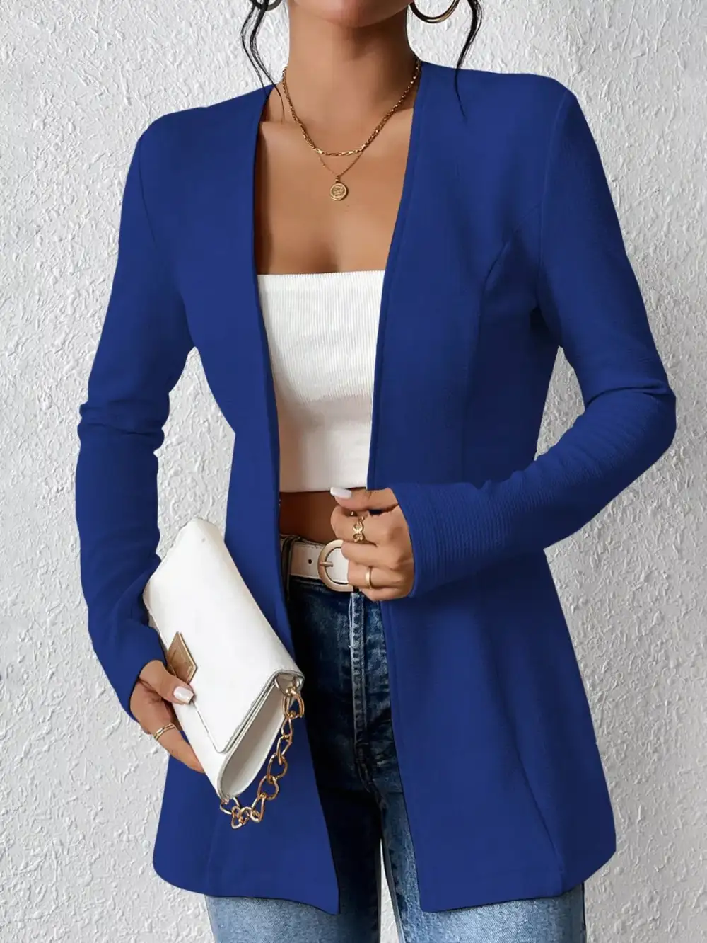 One Button Long Sleeve Blazer Easy Layering Piece
