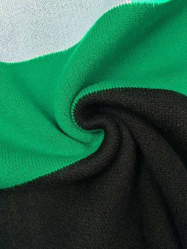 High Low Paneled High Neck Flared Sleeve Pullover Sweater
