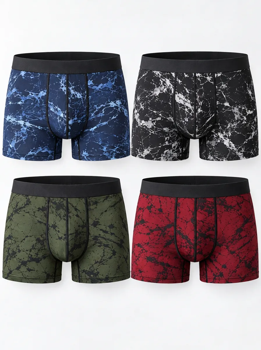 Men's Boxer Briefs Multipack with Marbled Motif