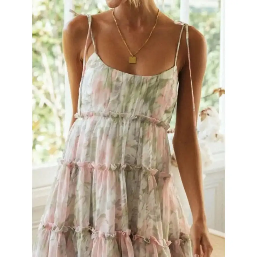 Tie-Strap Tiered Mini Dress