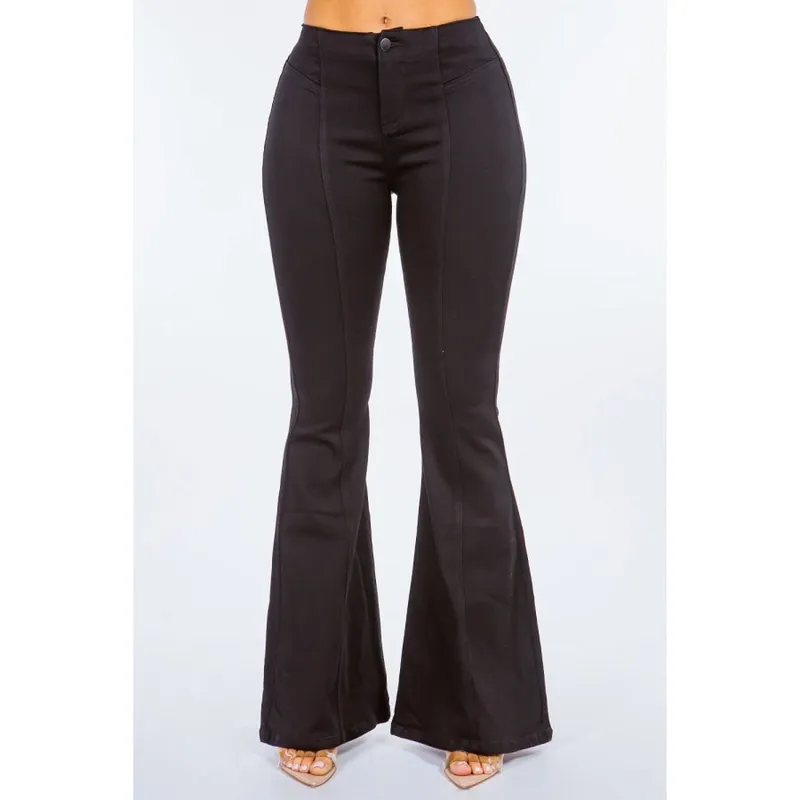 High-Waist Pull On Flare Jeans