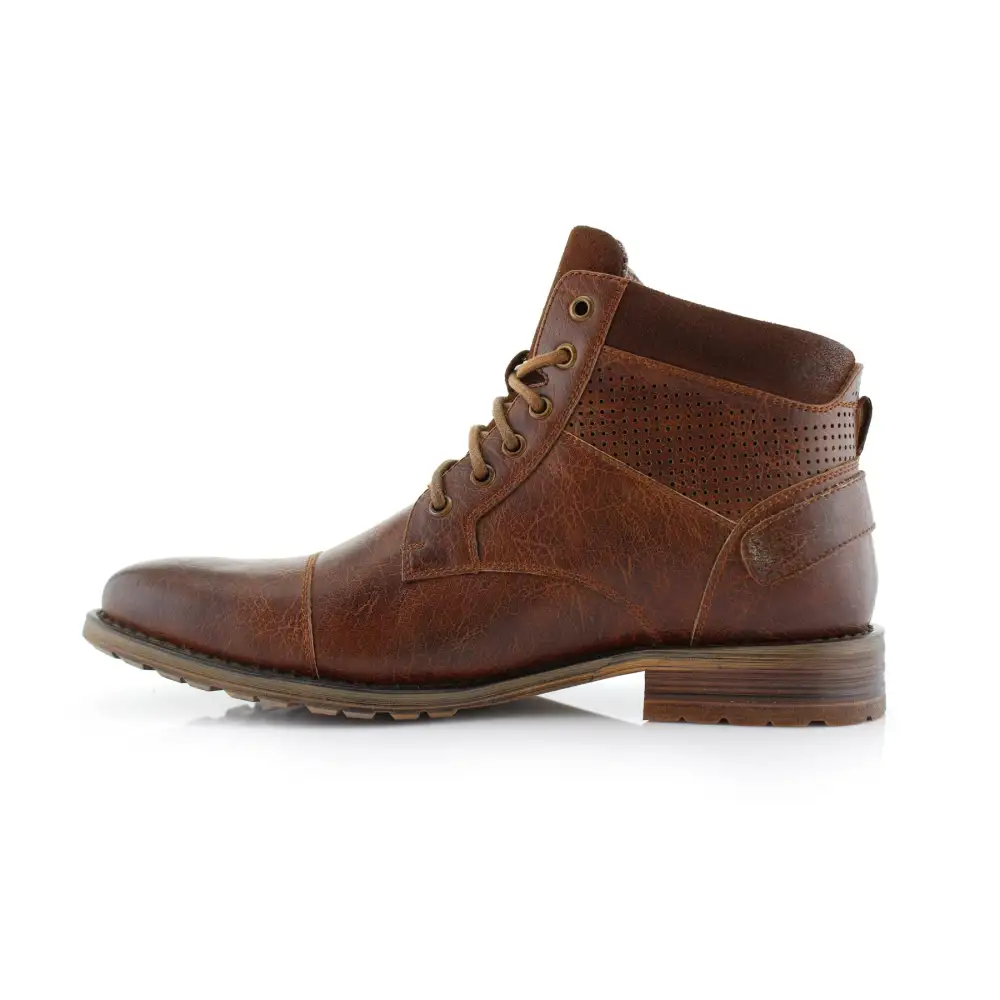 Faux-Suede Suede Faux-Leather Combat Boots