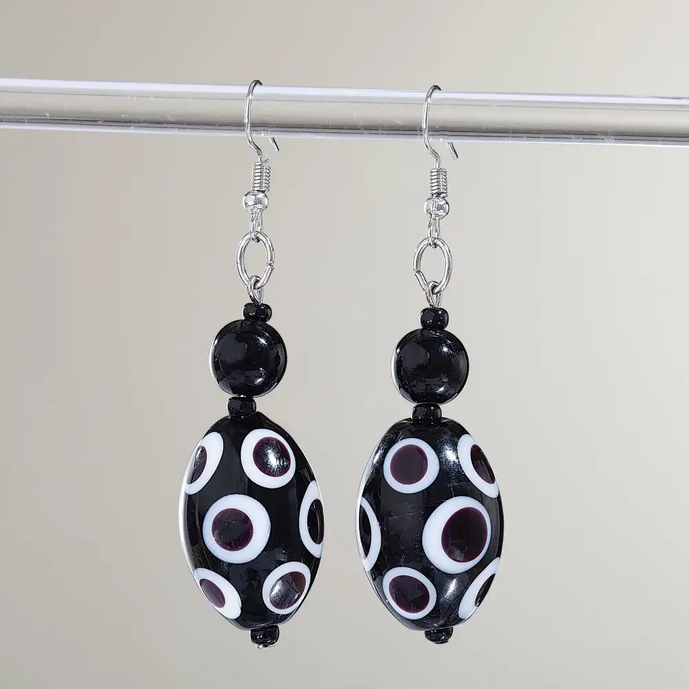 Sculpted Glass Beaded Drop Earrings