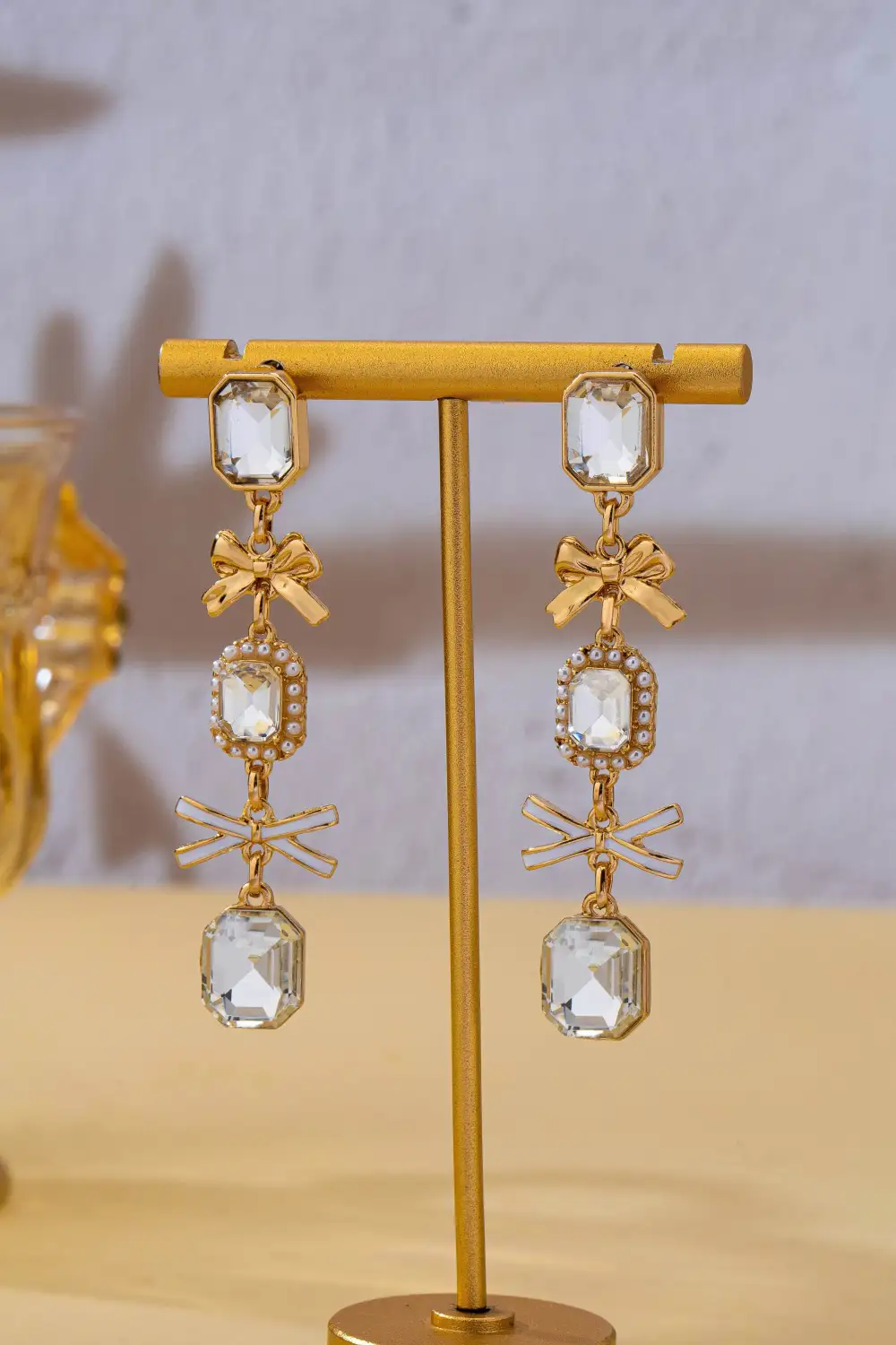 merald Cut Crystal Bow Drop