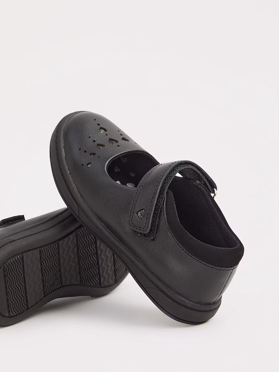 Black Leather Mary Jane School Shoes detail 1