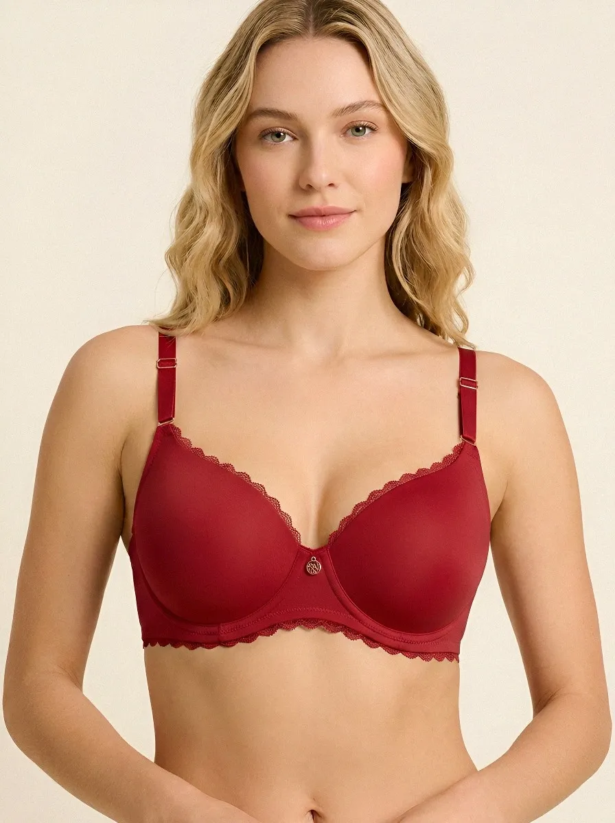 Women's Full-Coverage Underwire Seamless Lace-Trim Bra