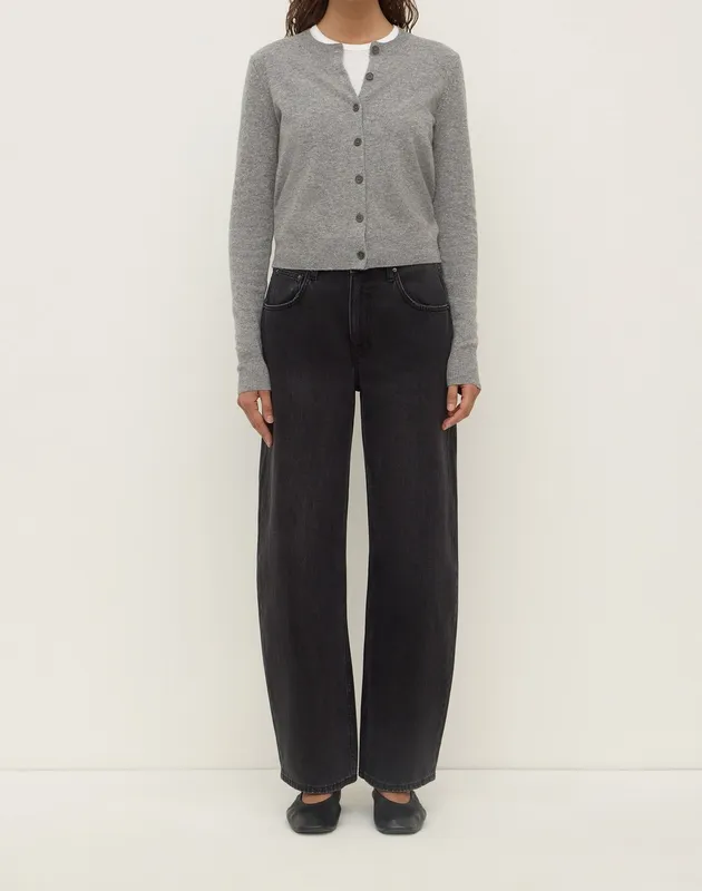 Gray Marle Wool Blend Cropped Cardigan