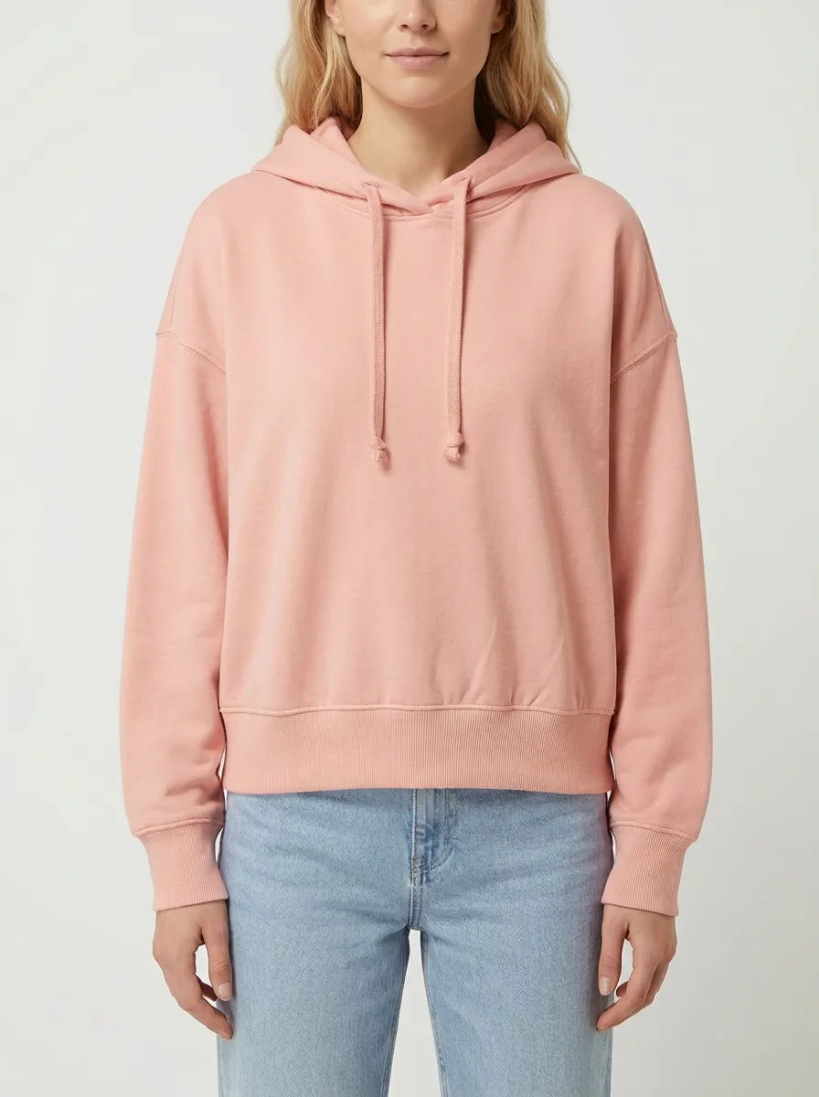 Women's Minimalist Solid Off-White Plain Printed Hoodie