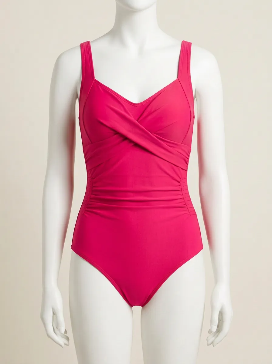 Sleek Cross-Front Ruched One-Piece Swimsuit