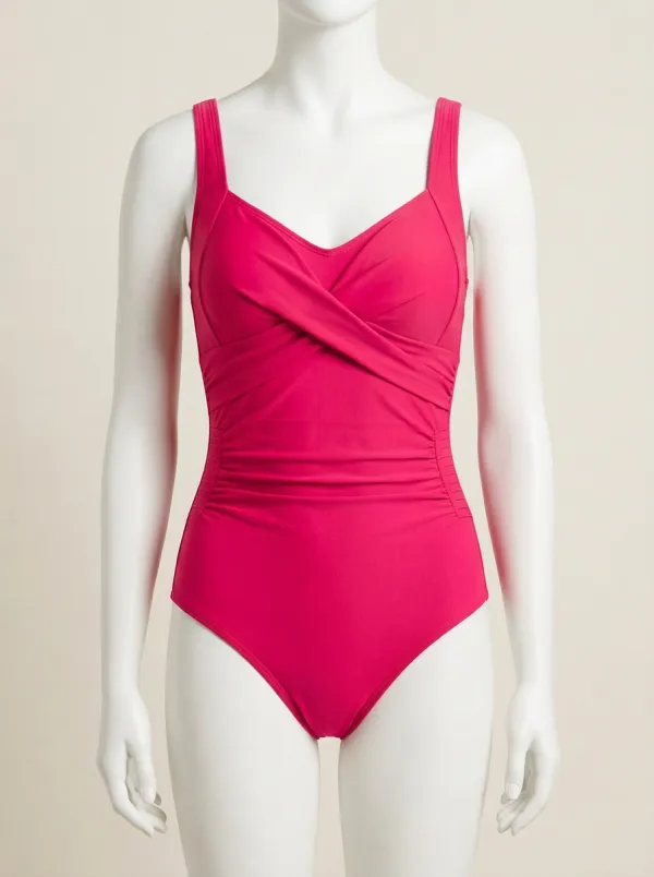 Sleek Cross-Front Ruched One-Piece Swimsuit