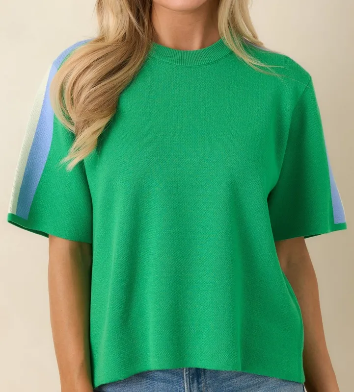 Green Multi Stripe Knit Top