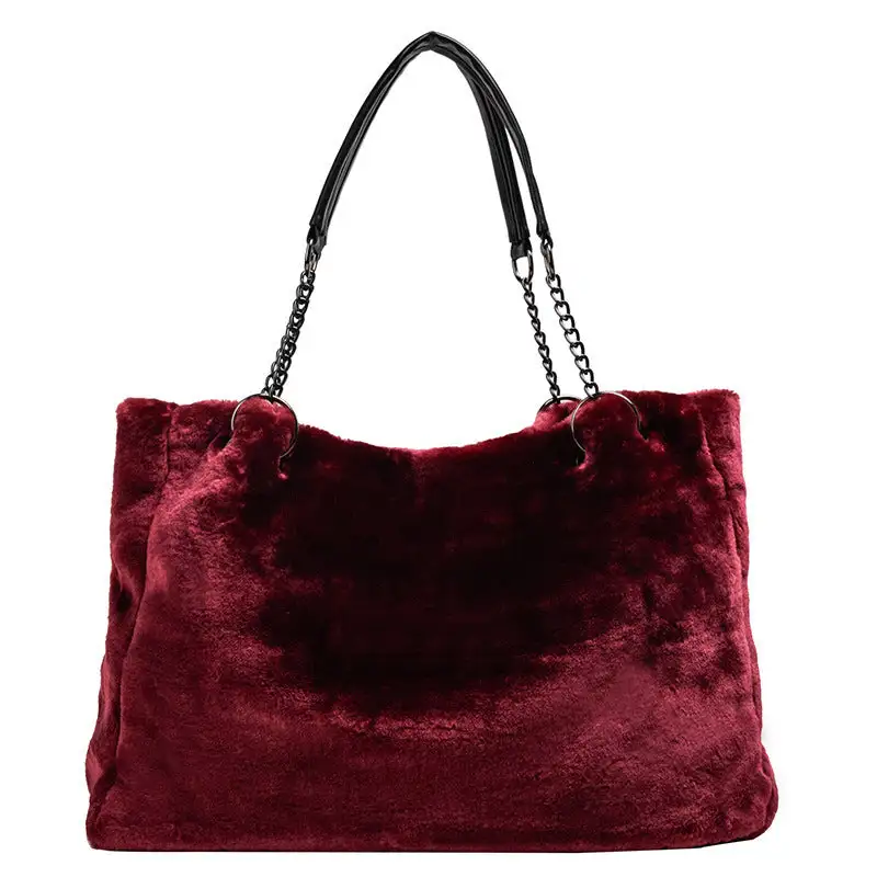 Ultra-Soft Plush Handbag Wool Fabric Cozy Casual Bag