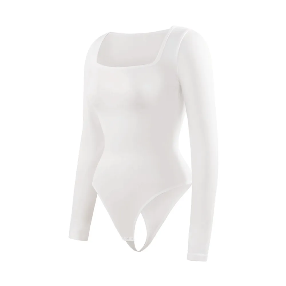 Square Neck Long Sleeve Shaping Bodysuit