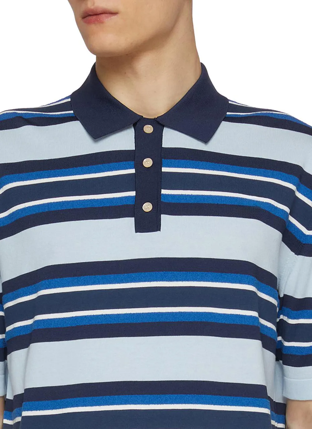 Retro Soft Breathable Blue Stripes Polo Shirt