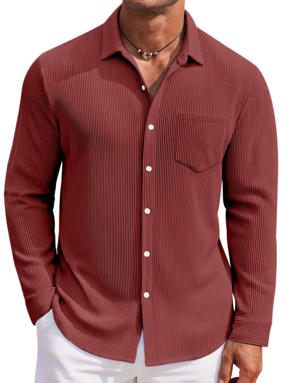 Long Sleeve Open Collar Shirt