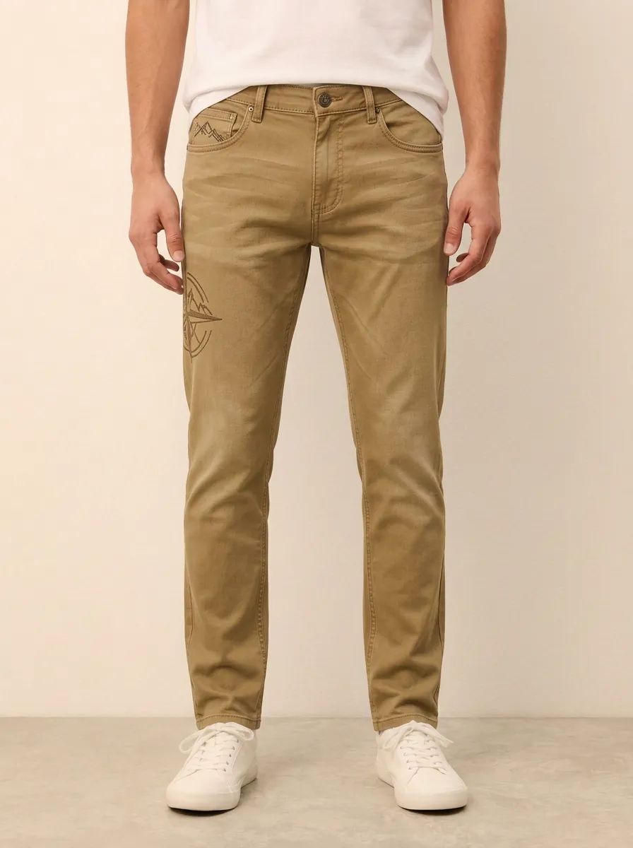 Men's Adventure Compass Printed Stretch Jeans