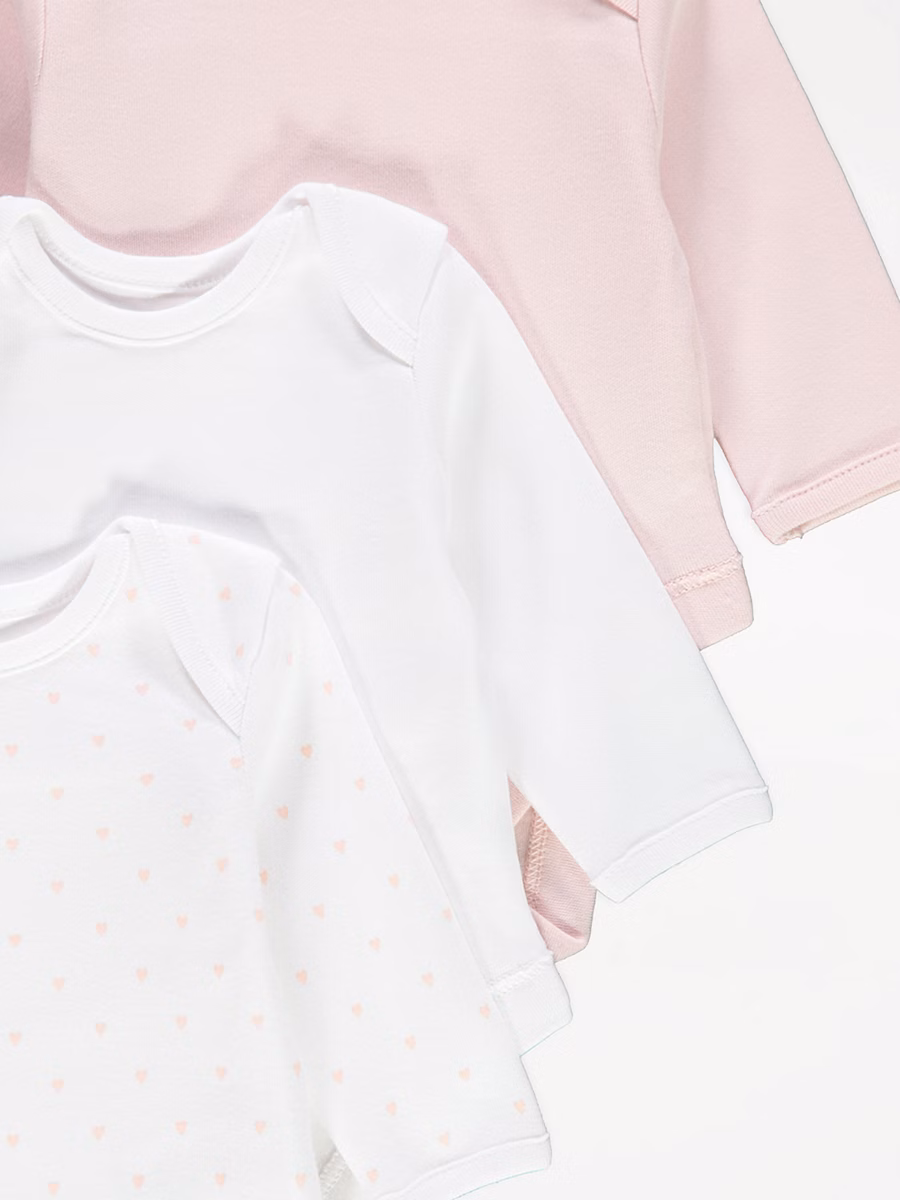 Pink Long Sleeve Bodysuits 3 Pack detail 1