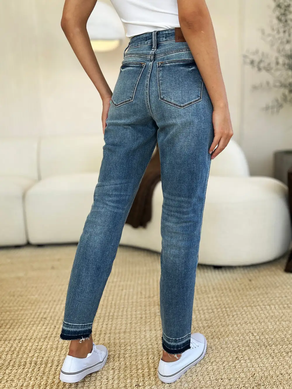 Mid Rise Rigid Magic Release Hem Denim Jeans