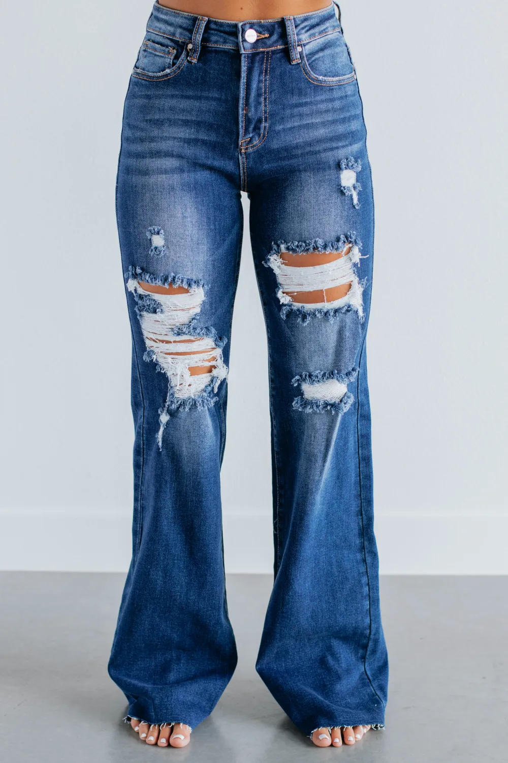 Women's High Rise Wide Leg Stretch Denim Jeans