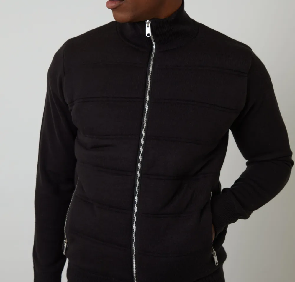 Men's Black Quilted Knit Jacket
