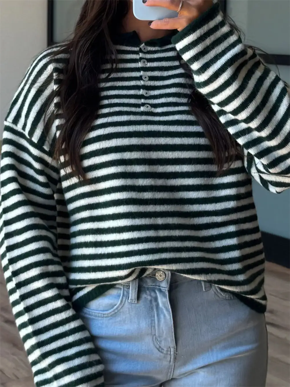 Modern Drop Shoulder Striped Sweater