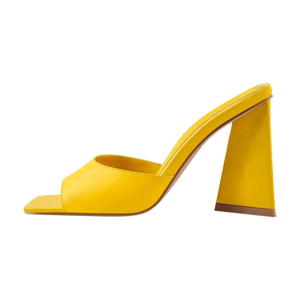 Square Toe Chunky Heel Mule Sandals