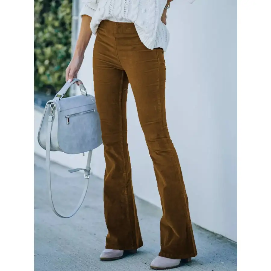 Full Size Corduroy Flare Pants Plus Size