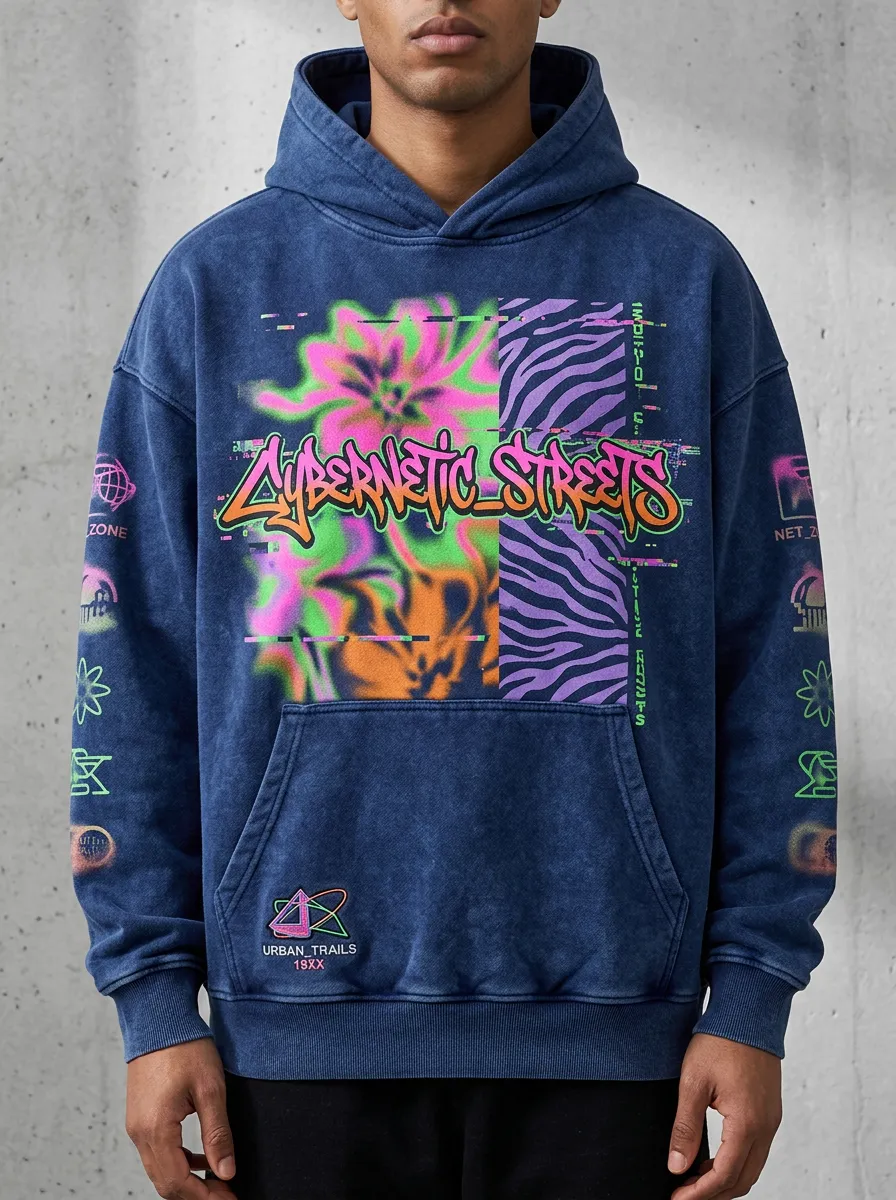 Unisex Graphic Streetwear Graffiti Zebra Hoodie