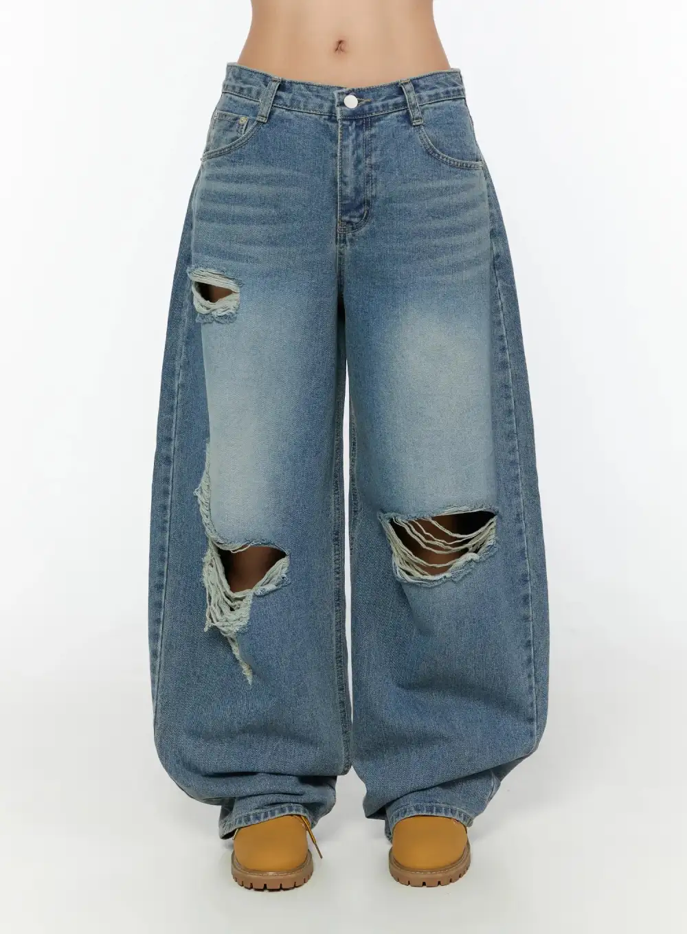 Wide-Fit Rip Jeans