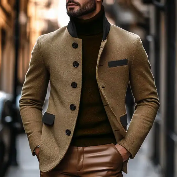 Sharp Lapel Wool Blazer