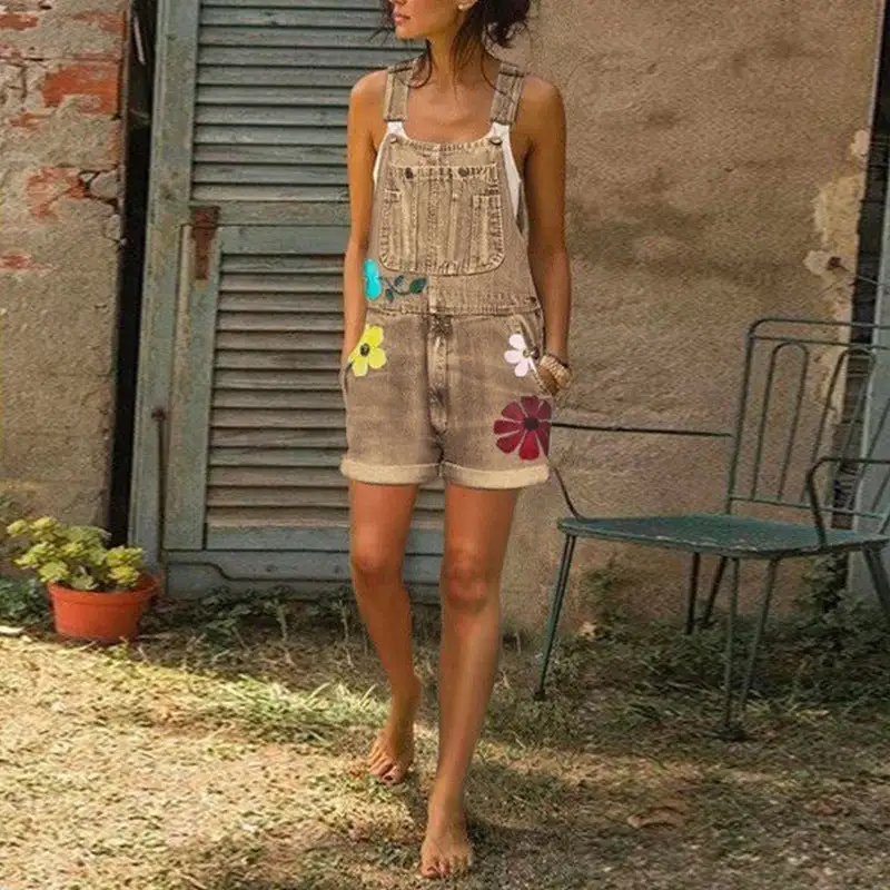 Printed Women' Printed Slim Fit Bib Shorts