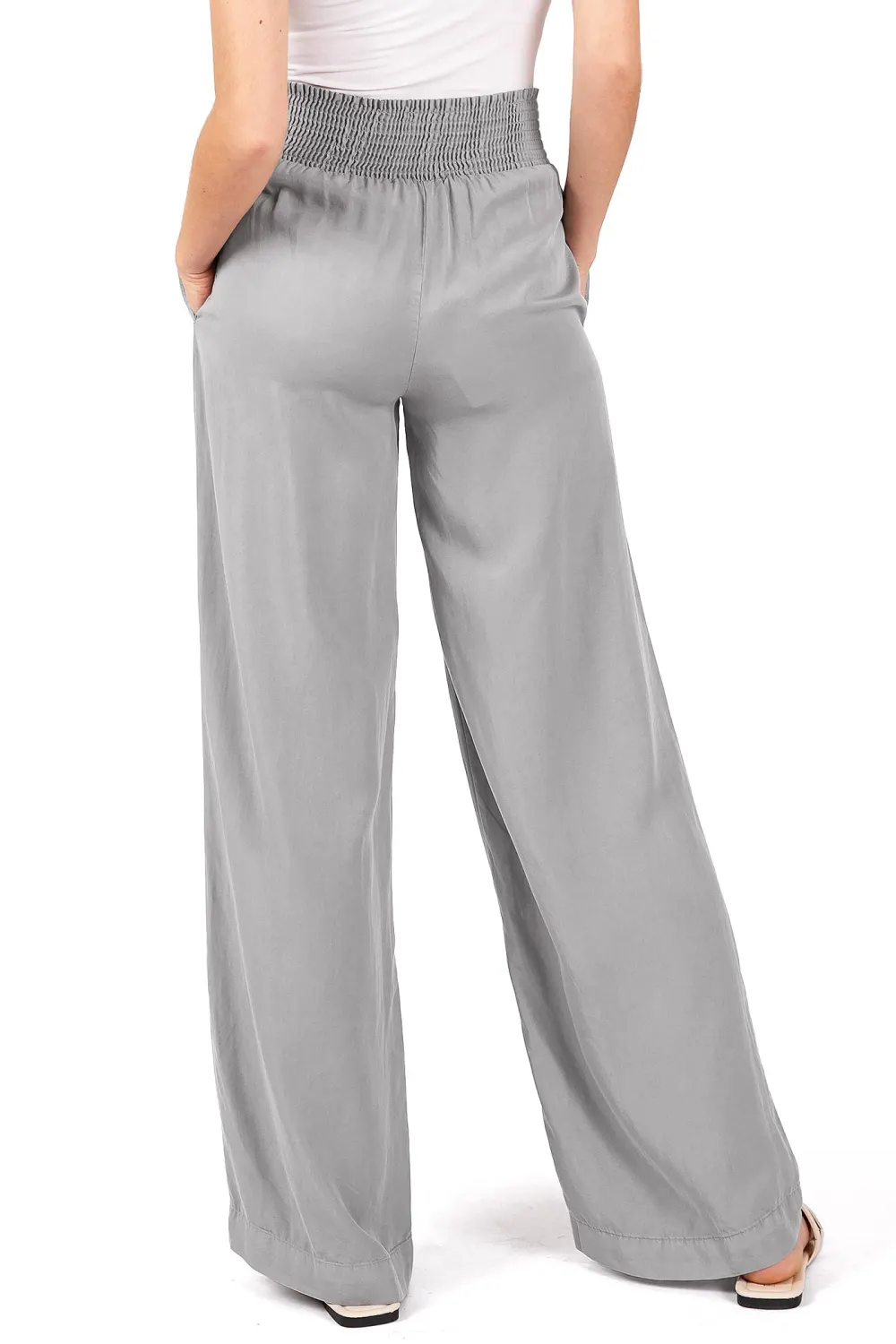 Elastic Waist Wide-Leg Pants