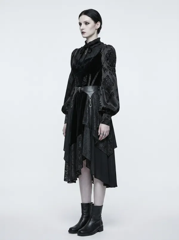 Women's Gothic Victorian Rose Cross Printed Long Sleeve Top