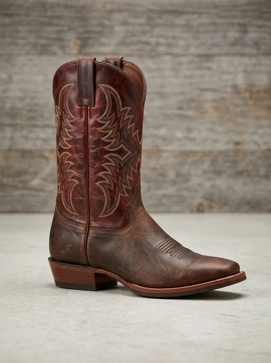 Classic Western Embroidered Leather-Look Edit Men's Western Cowboy Boots
