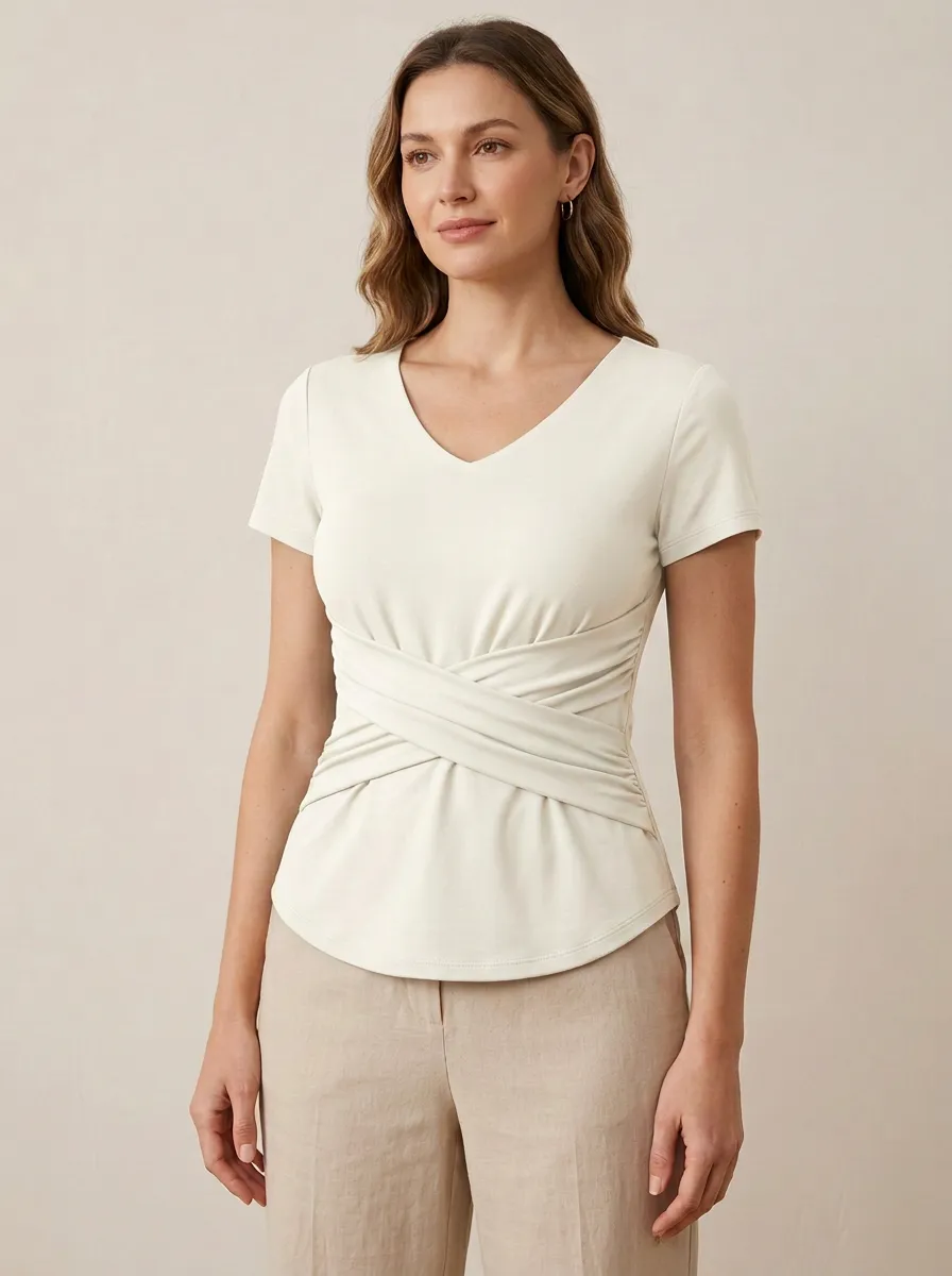 Fitted V-Neck Crisscross Fitted Fitted Top