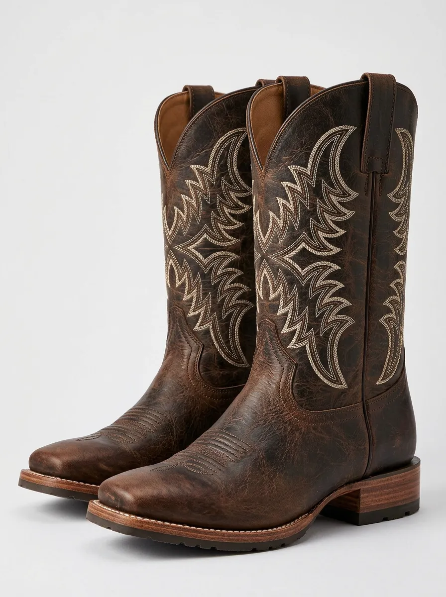 Traditional Embroidered Heritage-Look Western Boots
